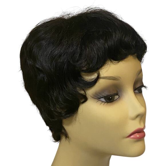 Vivica Fox HH-Carita Pure Stretch Cap Human Hair Wig 1B Off Black NWT  - A866W - Picture 3 of 15